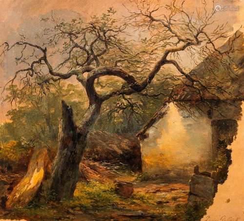 Xavier De Cock (1818-1896): Landscape, oil on board