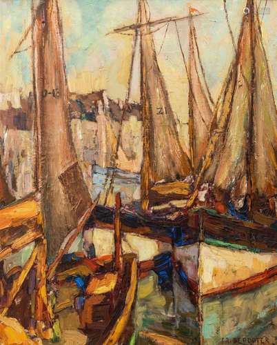 Frans Depooter (1898-1987): Harbor view, oil on canvas