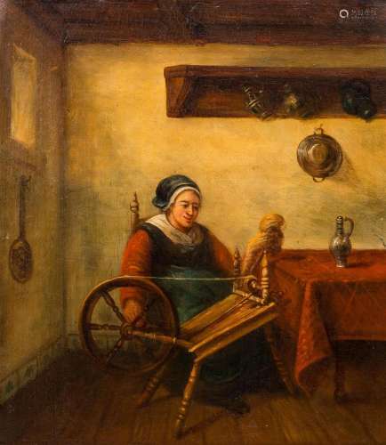 Monogrammed H.D.B. (19th C.): The lacemaker, oil on canvas