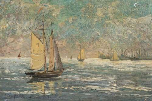 Francis Nys (1863-1900, in the manner of): Marine, oil on ca...