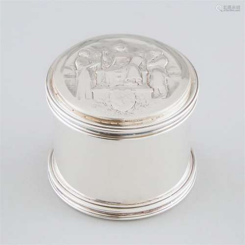 English and French Silver 'Paris' Cylindrical Box, Charles