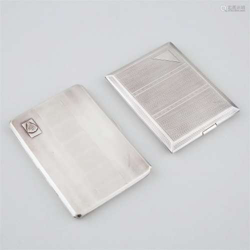Two English Silver Cigarette Cases, Samuel M. Levi, and W.