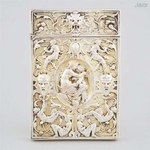 Victorian Silver Plated and Gilt Electrotype Card Case, Elk