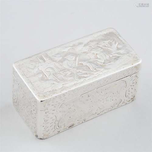 Continental Silver Rectangular Snuff Box, 19th century, len