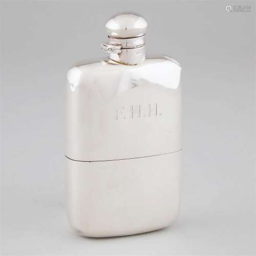 Late Edwardian Silver Flask, Maurice Geffroy, London, 1909,
