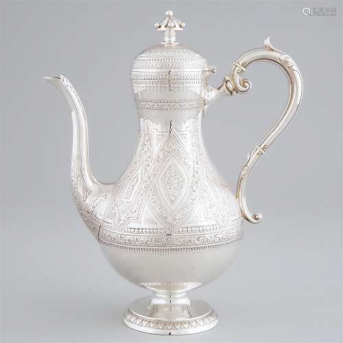 Victorian Scottish Silver Coffee Pot, William Marshall, Edi