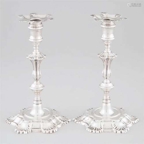 Pair of George II Scottish Silver Table Candlesticks, Willi