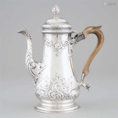 George II Silver Coffee Pot, Jacob Marsh, London, 1753, hei