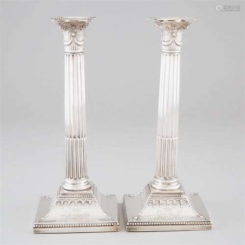 Pair of George III Silver Table Candlesticks, John Parsons