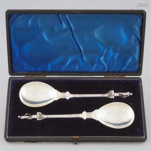 Pair of Late Victorian Silver Spoons, Harry Hayes, Birmingh