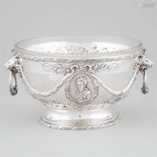 German Silver and Cut Glass Bowl, probably Hanau, c.1900, h