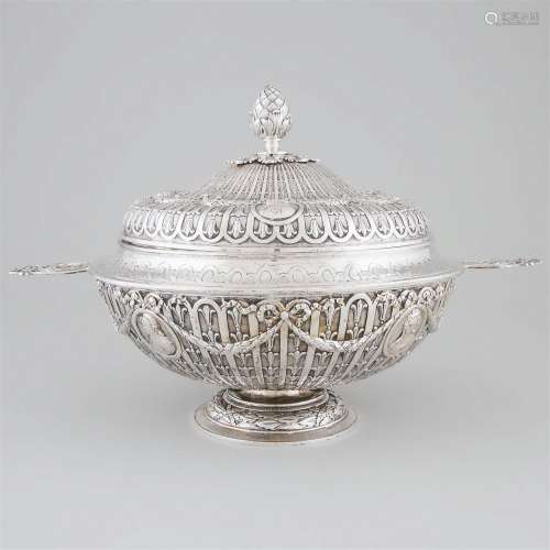 German Silver Large Two-Handled Tureen and Cover, probably