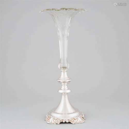 Dutch Silver Mounted Cut Glass Vase, Van Kempen, The Hague,