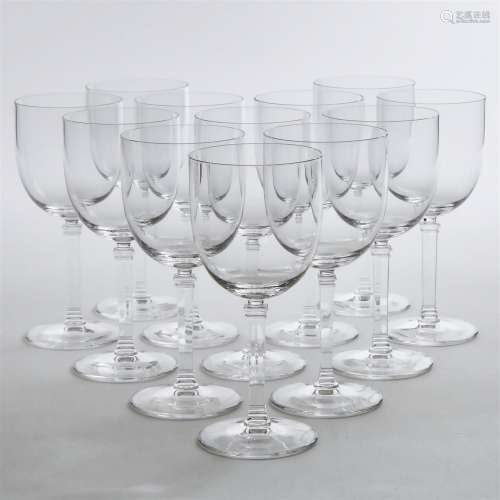 Set of Twelve Tiffany 'Hampton' Pattern Wine Glasses, 20th