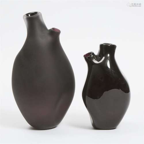 Tsunami Glassworks, Two 'Ventricle' Glass Vases, Eva Milink