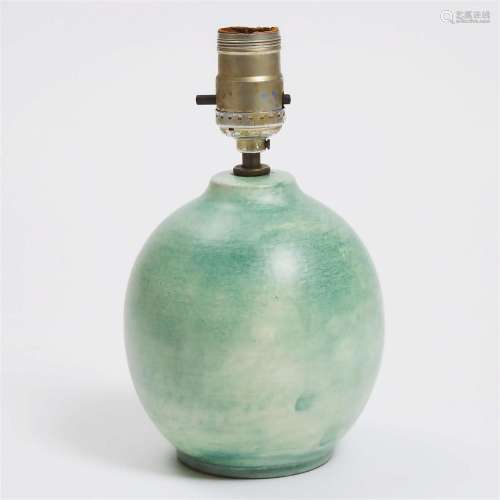 Brooklin Pottery Green Glazed Table Lamp, Theo and Susan Ha