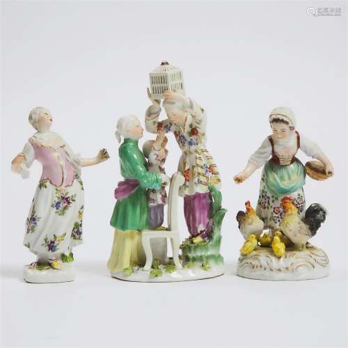 Three Vienna and Meissen Figures and Groups, 18th/19th cent