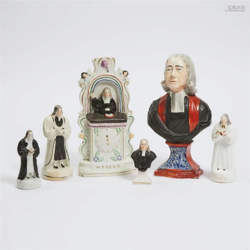 Group of Six Staffordshire Figures of John Wesley, 19th cen