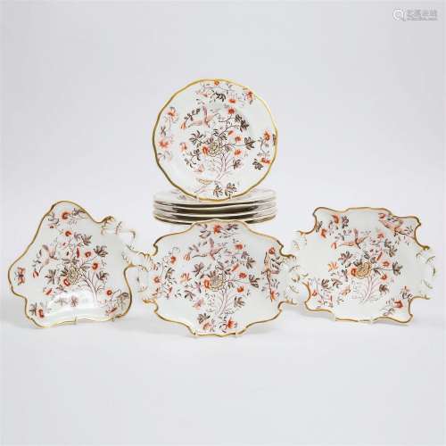 English Porcelain Dessert Service, mid-19th century, plates