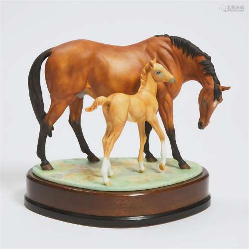 Royal Worcester Group of 'Prince's Grace and Foal', Doris L