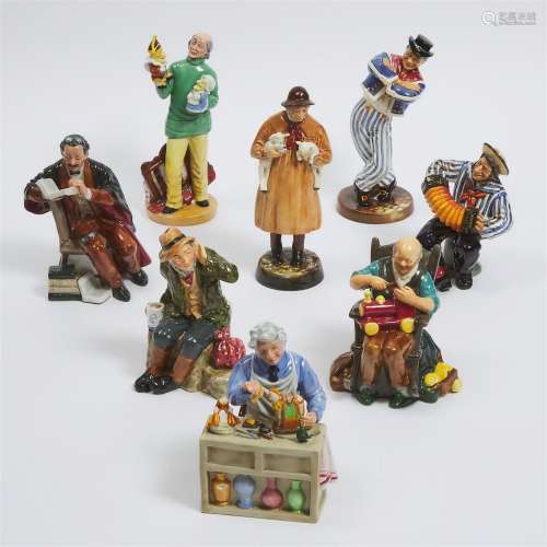 Eight Royal Doulton Figures, 20th century, largest height 9