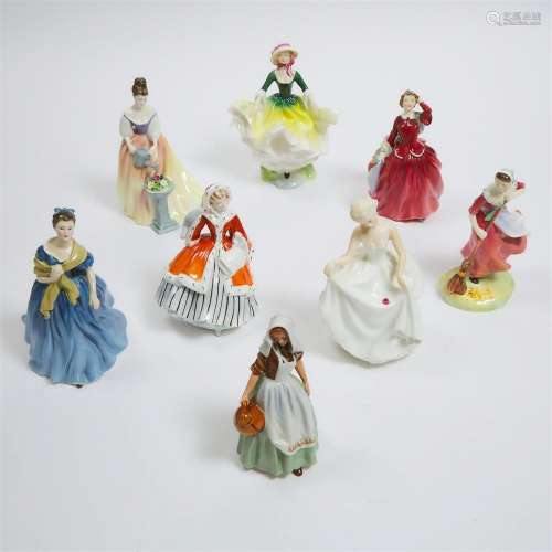 Eight Royal Doulton Figures, 20th century, largest height 8