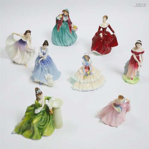 Eight Royal Doulton Figures, 20th century, largest height 8