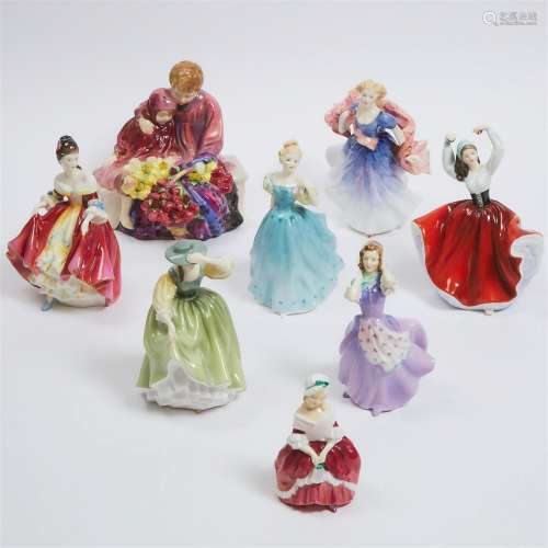 Eight Royal Doulton Figures, 20th century, largest height 7