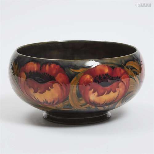 Moorcroft Poppy Bowl, c.1925, height 5.7 in — 14.6 cm, diam