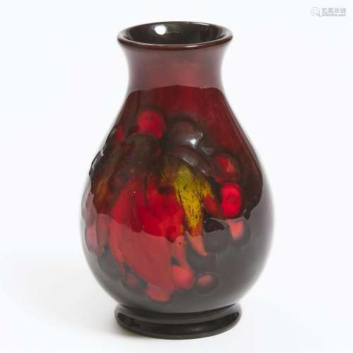 Moorcroft Flambé Grape and Leaf Small Vase, 1930s, height 3