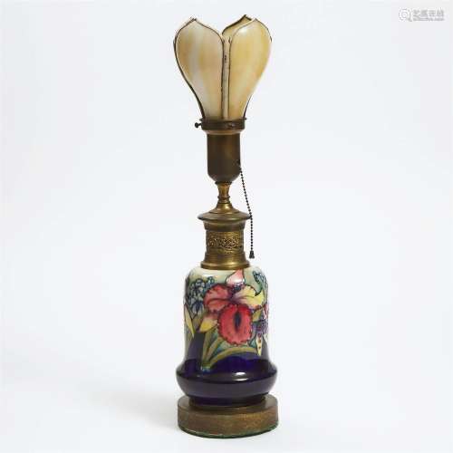 Moorcroft Orchids Table Lamp, c.1940, overall height 22.8 i