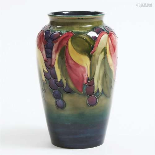 Moorcroft Grape and Leaf Vase, c.1945-49, height 8 in — 20.
