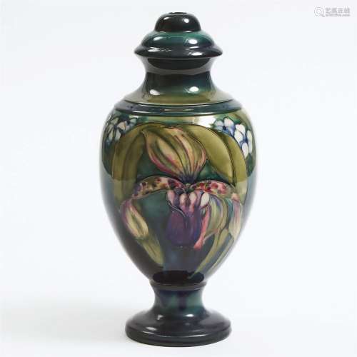 Moorcroft Orchids Lamp Base, c.1945-49, height 12.8 in — 32