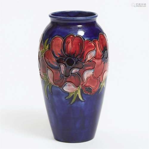 Moorcroft Anemone Vase, c.1960, height 7.3 in — 18.5 cm