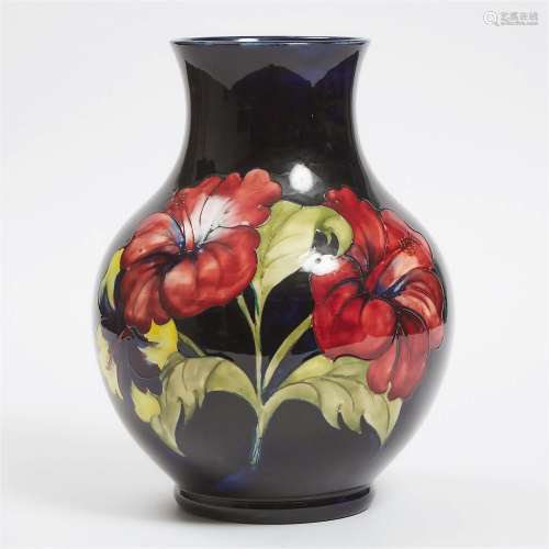 Moorcroft Hibiscus Vase, c.1960, height 12.6 in — 32 cm