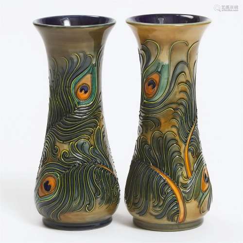 Pair of Moorcroft Phoenix Vases. 1998/99, height 8.1 in — 2