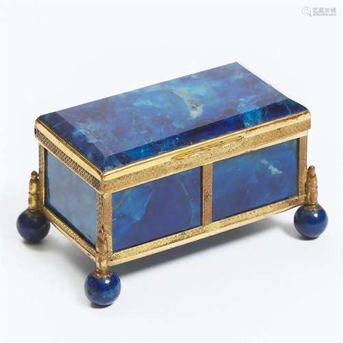 Italian Lapis Lazuli Panelled Git Metal Dresser Box, early