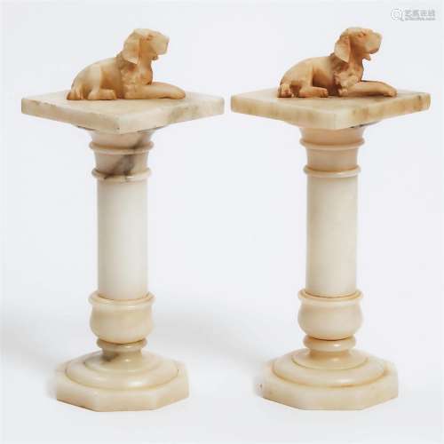 Pair of Italian Canine Mantle Garnitures, 19th/early 20th c