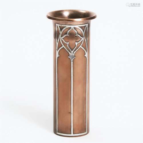 American Silver Overlaid Bronze 'Gothic' Vase, Heinz Art Me