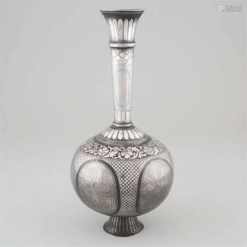 Bidriware Bottle Vase, India, 19th 20th century, height 15