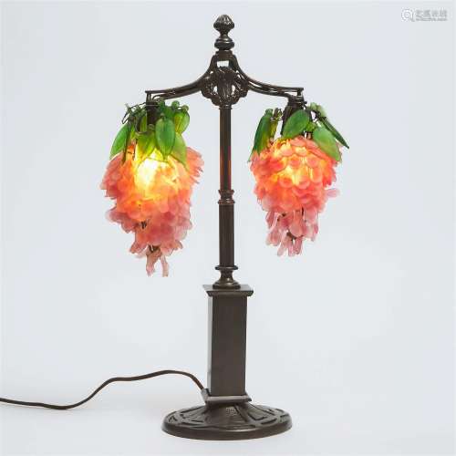 Czech Glass Wisteria Form Table Lamp, early 20th century
