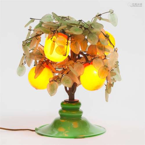 Czeck Coloured Glass Orange Tree Form Table Lamp, early 20t