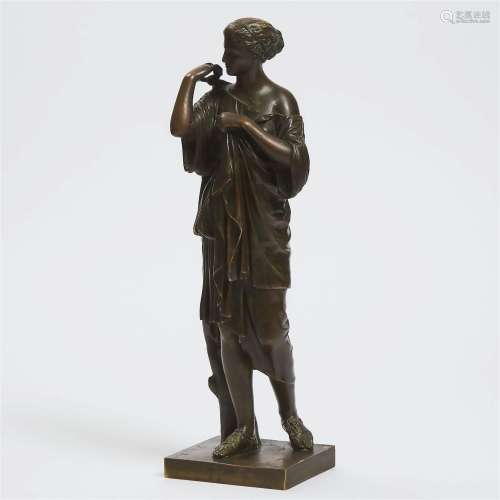 French Patinated Bronze Figure of a Classical Woman, Raingo