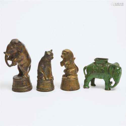 Four Circus Animal Form Painted Cast Iron Still Banks, 19th