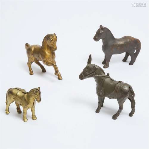 Four Equine Painted Cast Iron Still Banks, 19th century, ta