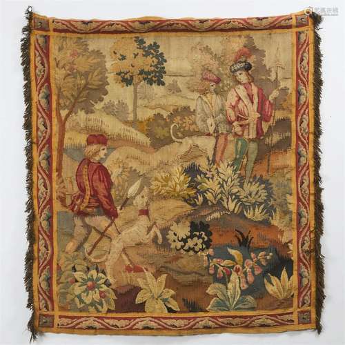 Aubusson Hunting Tapestry, 19th century, 46 x 41.5 in — 116