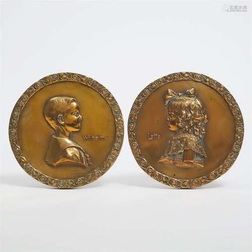 Pair of Copper Electrotype Roundels of Children, Prince Wi