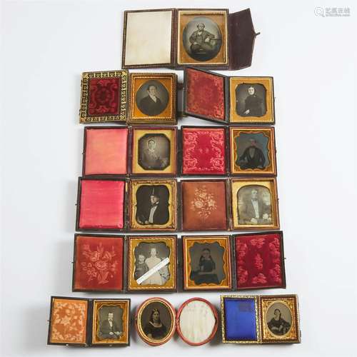 Group of 12 Cased Abrotype and Daguerreotype Portraits, 19t