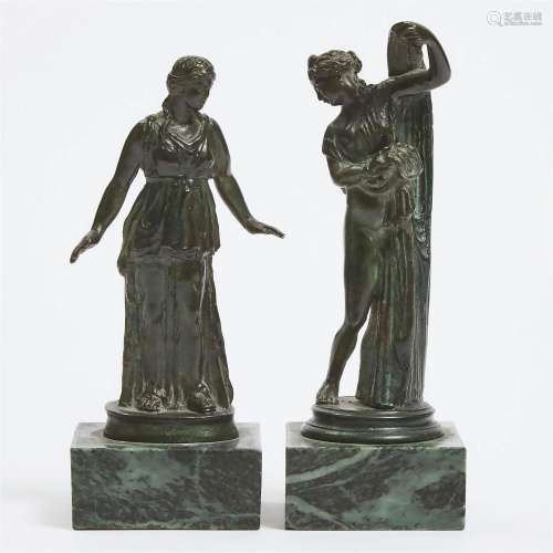 Two Italian Souvenir Bronze Classical Figures, mid 20th cen