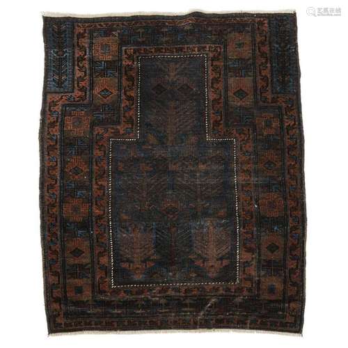 Belouchi Prayer Rug, Persian, c.1920/30, 4 ft 1 ins x 3 ft